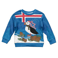 Personalised Iceland Christmas Kid Ugly Christmas Sweater Puffin Santa Winter Flag Style - Wonder Print Shop