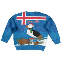 Personalised Iceland Christmas Kid Ugly Christmas Sweater Puffin Santa Winter Flag Style - Wonder Print Shop
