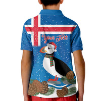 Personalised Iceland Christmas Kid Polo Shirt Puffin Santa Winter Flag Style - Wonder Print Shop