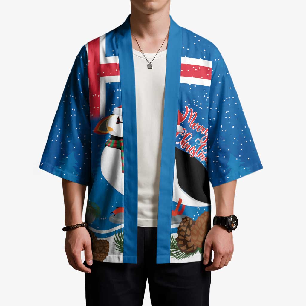 Personalised Iceland Christmas Kimono Puffin Santa Winter Flag Style - Wonder Print Shop