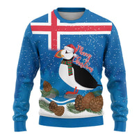 Personalised Iceland Christmas Ugly Christmas Sweater Puffin Santa Winter Flag Style - Wonder Print Shop