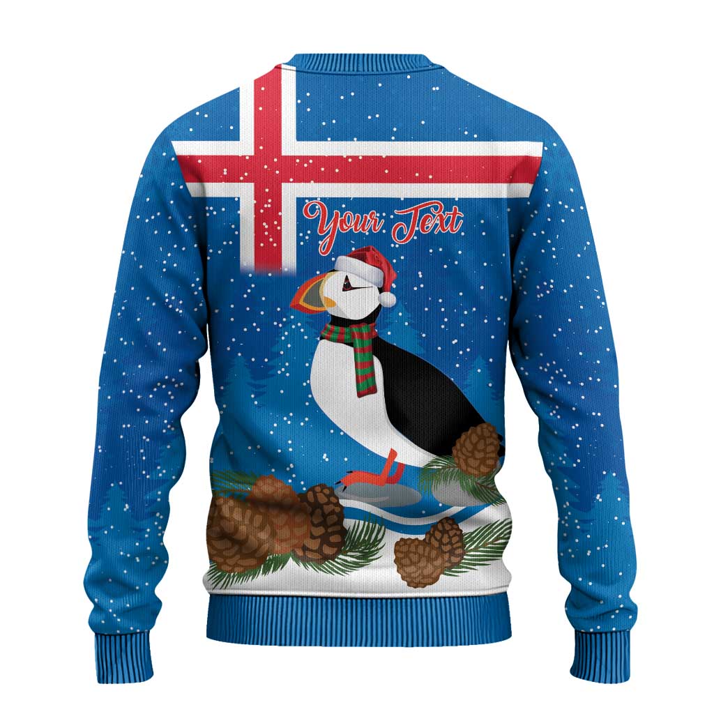 Personalised Iceland Christmas Ugly Christmas Sweater Puffin Santa Winter Flag Style - Wonder Print Shop