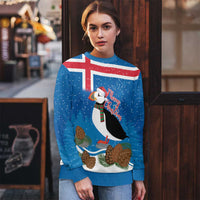 Personalised Iceland Christmas Ugly Christmas Sweater Puffin Santa Winter Flag Style - Wonder Print Shop