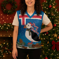 Personalised Iceland Christmas Knitted V-Neck Vest Puffin Santa Winter Flag Style - Wonder Print Shop