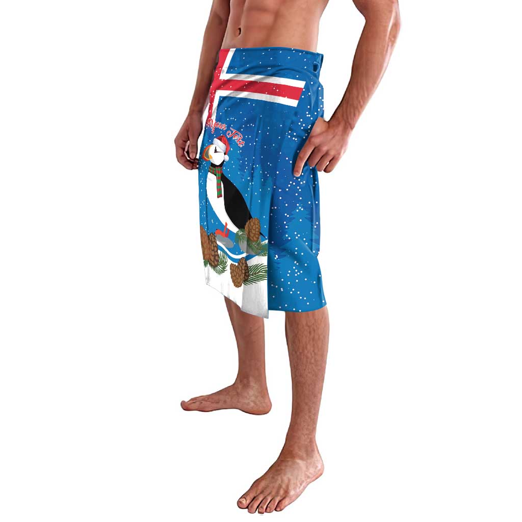 Personalised Iceland Christmas Lavalava Puffin Santa Winter Flag Style - Wonder Print Shop