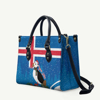 Personalised Iceland Christmas Leather Bag Puffin Santa Winter Flag Style - Wonder Print Shop