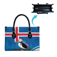 Personalised Iceland Christmas Leather Bag Puffin Santa Winter Flag Style - Wonder Print Shop