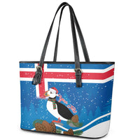 Personalised Iceland Christmas Leather Tote Bag Puffin Santa Winter Flag Style - Wonder Print Shop