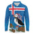 Personalised Iceland Christmas Long Sleeve Polo Shirt Puffin Santa Winter Flag Style - Wonder Print Shop
