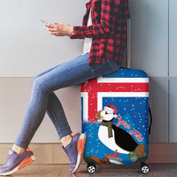 Personalised Iceland Christmas Luggage Cover Puffin Santa Winter Flag Style - Wonder Print Shop