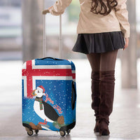 Personalised Iceland Christmas Luggage Cover Puffin Santa Winter Flag Style - Wonder Print Shop