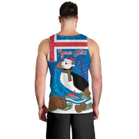 Personalised Iceland Christmas Men Tank Top Puffin Santa Winter Flag Style - Wonder Print Shop