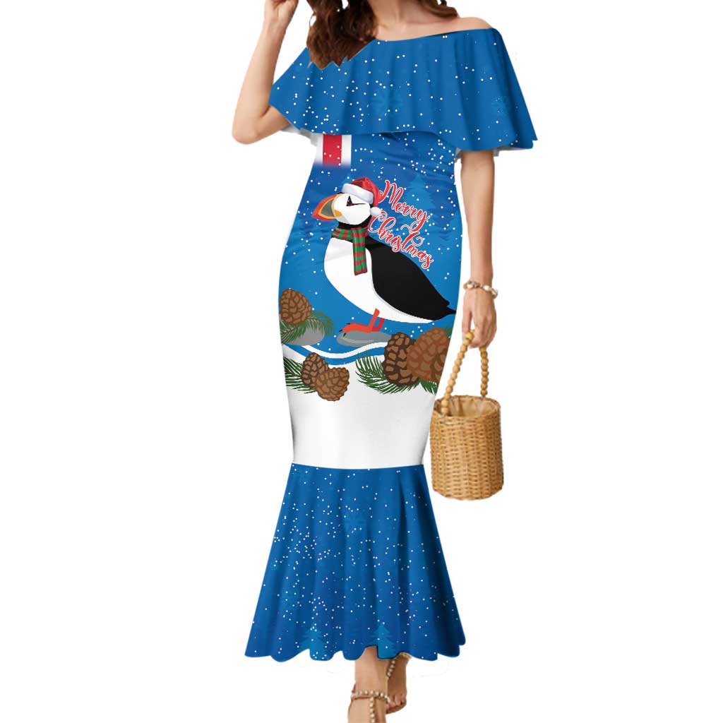 Personalised Iceland Christmas Mermaid Dress Puffin Santa Winter Flag Style - Wonder Print Shop
