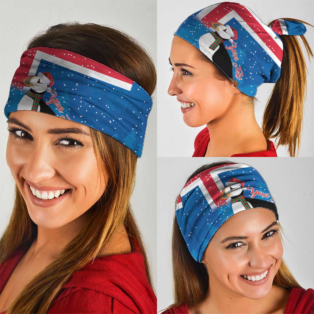 Personalised Iceland Christmas Neck Gaiter Puffin Santa Winter Flag Style - Wonder Print Shop