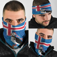 Personalised Iceland Christmas Neck Gaiter Puffin Santa Winter Flag Style - Wonder Print Shop