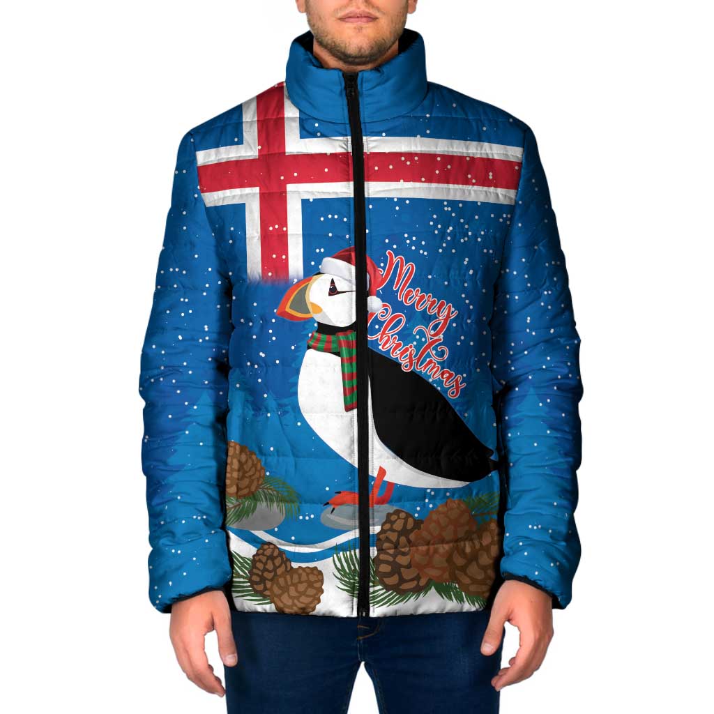 Personalised Iceland Christmas Padded Jacket Puffin Santa Winter Flag Style - Wonder Print Shop