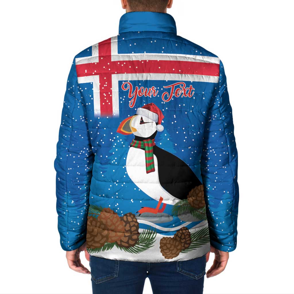 Personalised Iceland Christmas Padded Jacket Puffin Santa Winter Flag Style - Wonder Print Shop