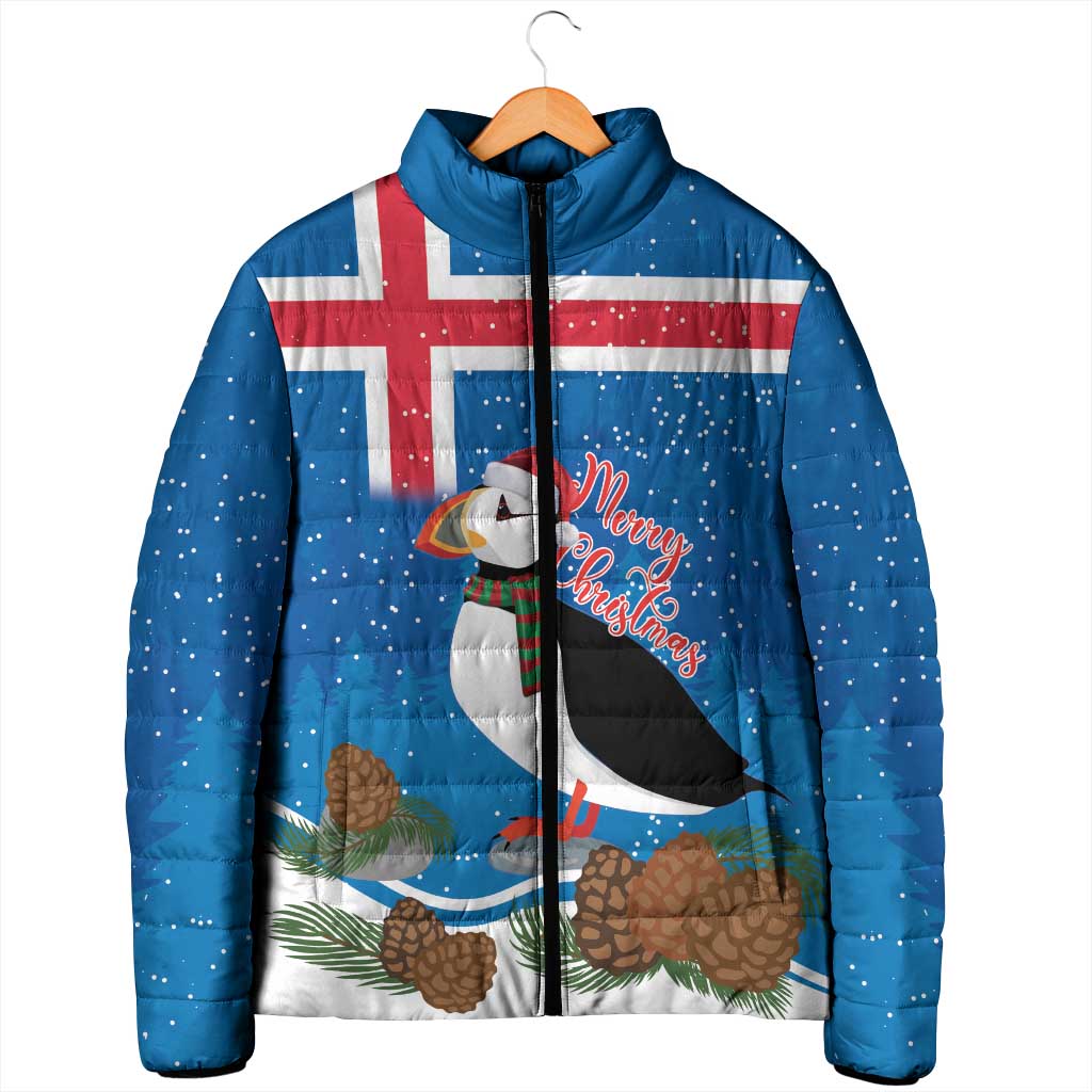 Personalised Iceland Christmas Padded Jacket Puffin Santa Winter Flag Style - Wonder Print Shop