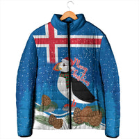 Personalised Iceland Christmas Padded Jacket Puffin Santa Winter Flag Style - Wonder Print Shop
