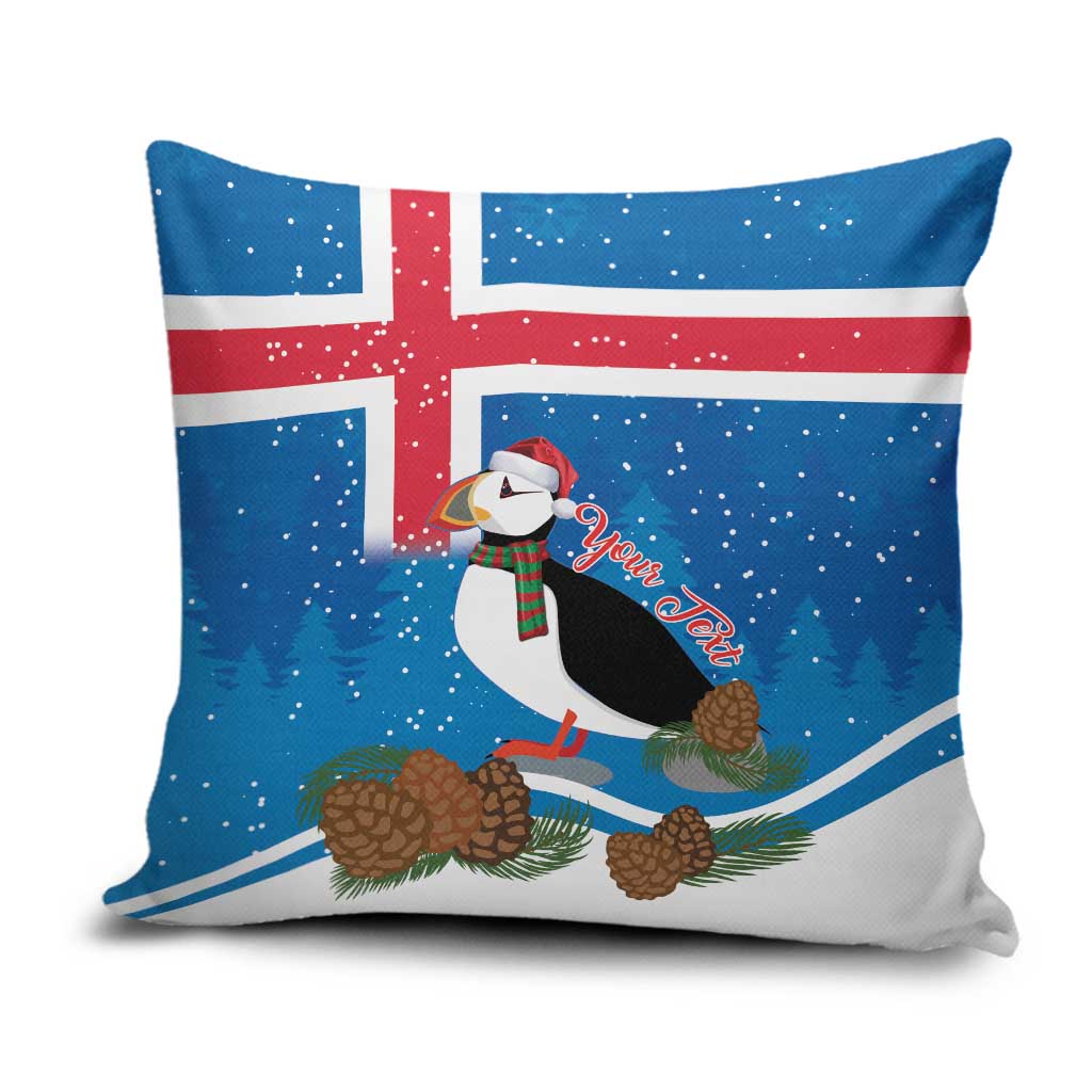 Personalised Iceland Christmas Pillow Cover Puffin Santa Winter Flag Style - Wonder Print Shop