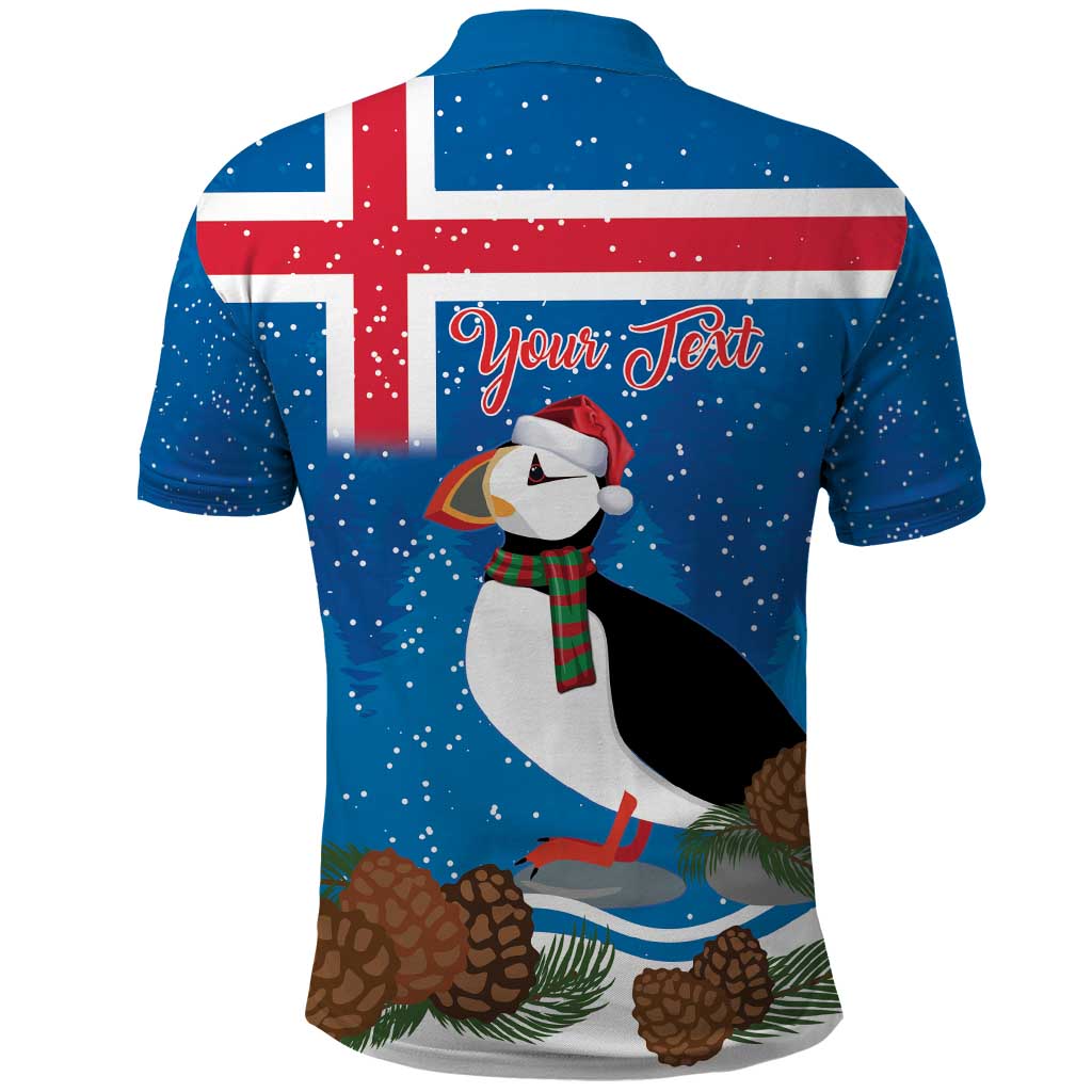 Personalised Iceland Christmas Polo Shirt Puffin Santa Winter Flag Style - Wonder Print Shop