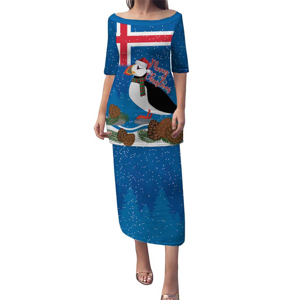 Personalised Iceland Christmas Puletasi Puffin Santa Winter Flag Style - Wonder Print Shop