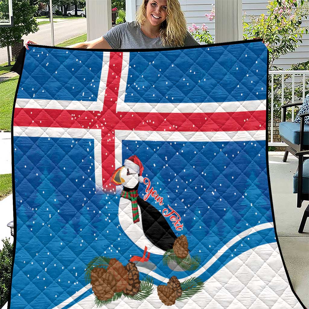Personalised Iceland Christmas Quilt Puffin Santa Winter Flag Style - Wonder Print Shop