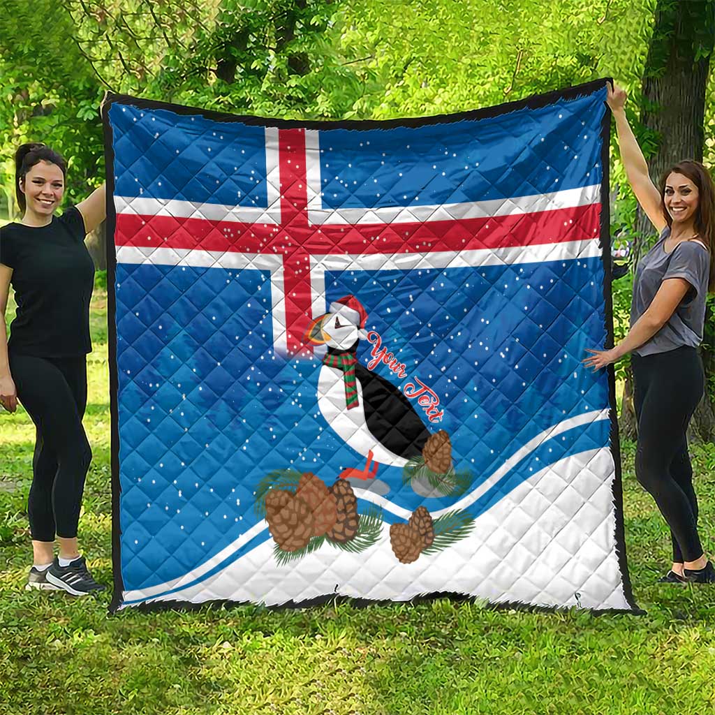 Personalised Iceland Christmas Quilt Puffin Santa Winter Flag Style - Wonder Print Shop