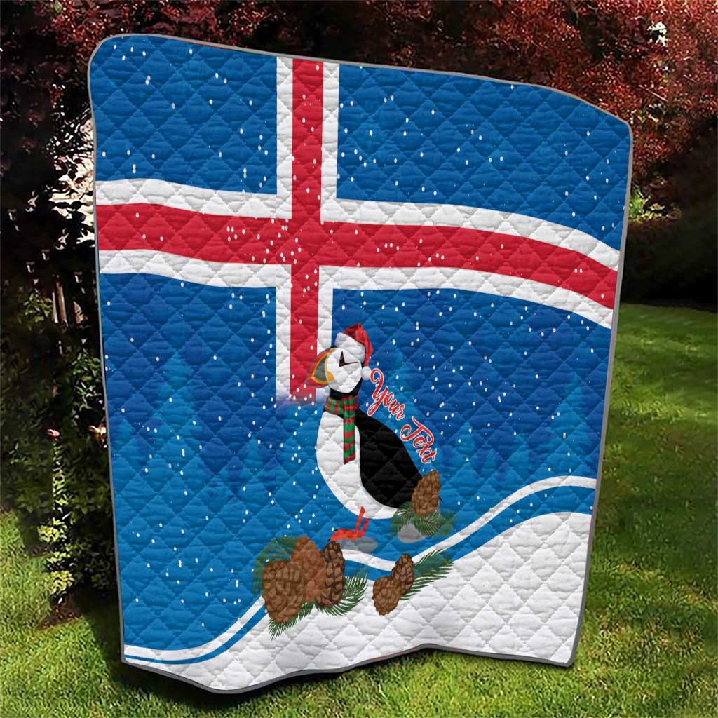 Personalised Iceland Christmas Quilt Puffin Santa Winter Flag Style - Wonder Print Shop