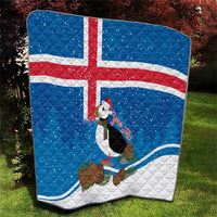 Personalised Iceland Christmas Quilt Puffin Santa Winter Flag Style - Wonder Print Shop