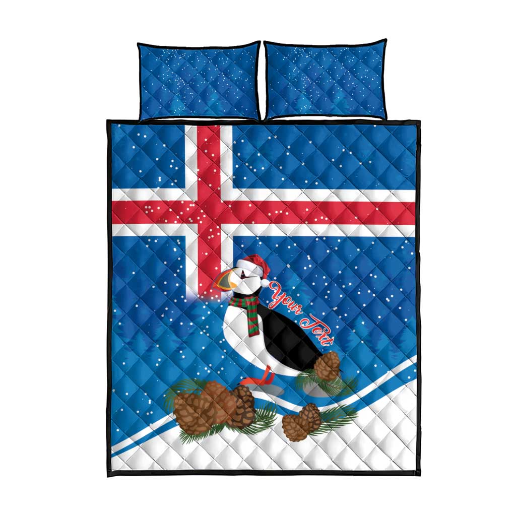 Personalised Iceland Christmas Quilt Bed Set Puffin Santa Winter Flag Style - Wonder Print Shop
