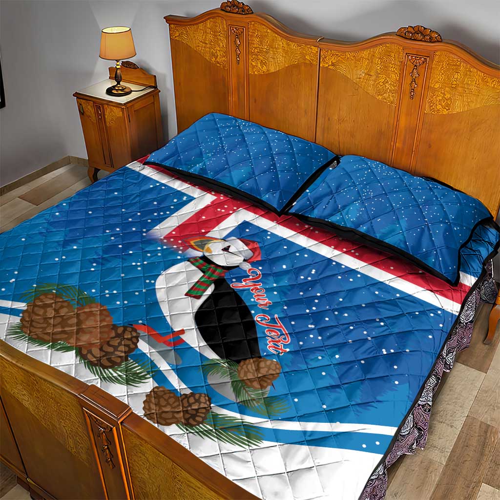 Personalised Iceland Christmas Quilt Bed Set Puffin Santa Winter Flag Style - Wonder Print Shop