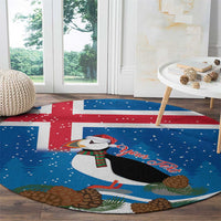 Personalised Iceland Christmas Round Carpet Puffin Santa Winter Flag Style - Wonder Print Shop