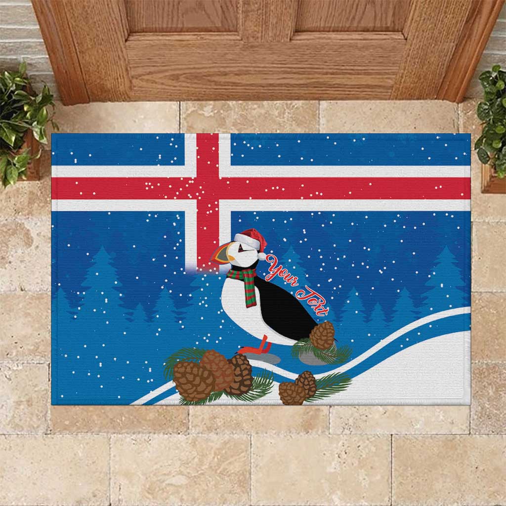 Personalised Iceland Christmas Rubber Doormat Puffin Santa Winter Flag Style - Wonder Print Shop