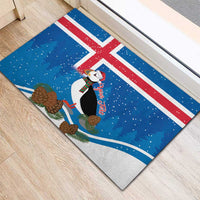 Personalised Iceland Christmas Rubber Doormat Puffin Santa Winter Flag Style - Wonder Print Shop