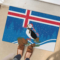 Personalised Iceland Christmas Rubber Doormat Puffin Santa Winter Flag Style - Wonder Print Shop