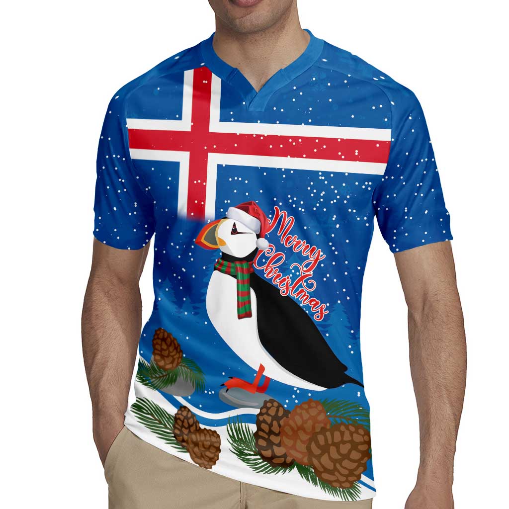 Personalised Iceland Christmas Rugby Jersey Puffin Santa Winter Flag Style - Wonder Print Shop