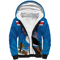 Personalised Iceland Christmas Sherpa Hoodie Puffin Santa Winter Flag Style - Wonder Print Shop