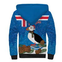 Personalised Iceland Christmas Sherpa Hoodie Puffin Santa Winter Flag Style - Wonder Print Shop