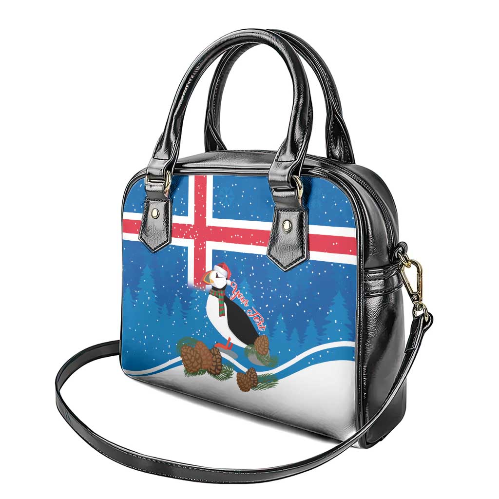 Personalised Iceland Christmas Shoulder Handbag Puffin Santa Winter Flag Style - Wonder Print Shop