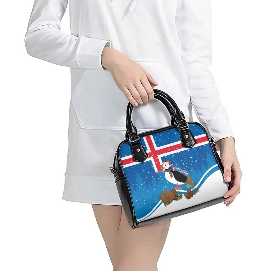 Personalised Iceland Christmas Shoulder Handbag Puffin Santa Winter Flag Style - Wonder Print Shop