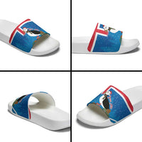 Personalised Iceland Christmas Slide Sandals Puffin Santa Winter Flag Style - Wonder Print Shop
