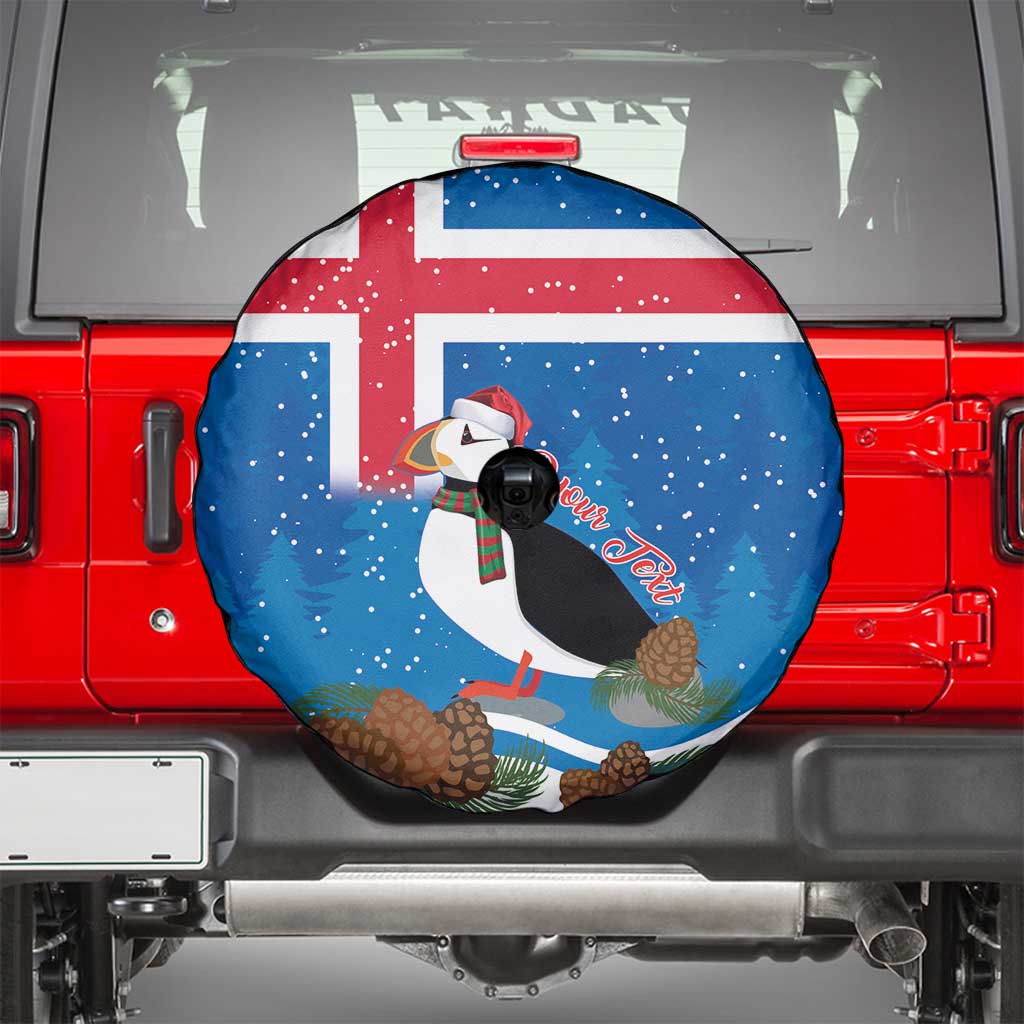 Personalised Iceland Christmas Spare Tire Cover Puffin Santa Winter Flag Style - Wonder Print Shop