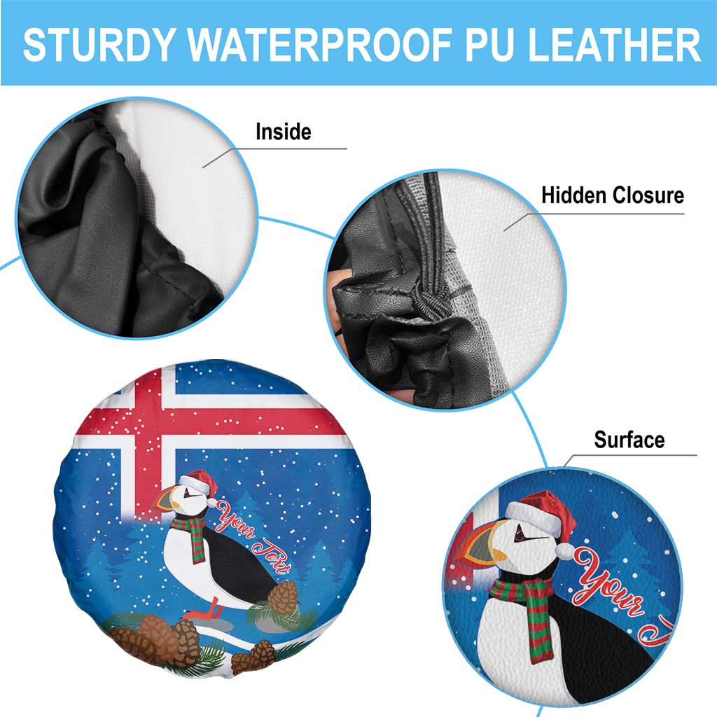 Personalised Iceland Christmas Spare Tire Cover Puffin Santa Winter Flag Style - Wonder Print Shop