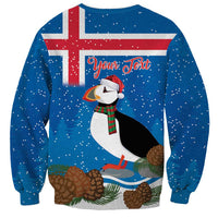 Personalised Iceland Christmas Sweatshirt Puffin Santa Winter Flag Style - Wonder Print Shop