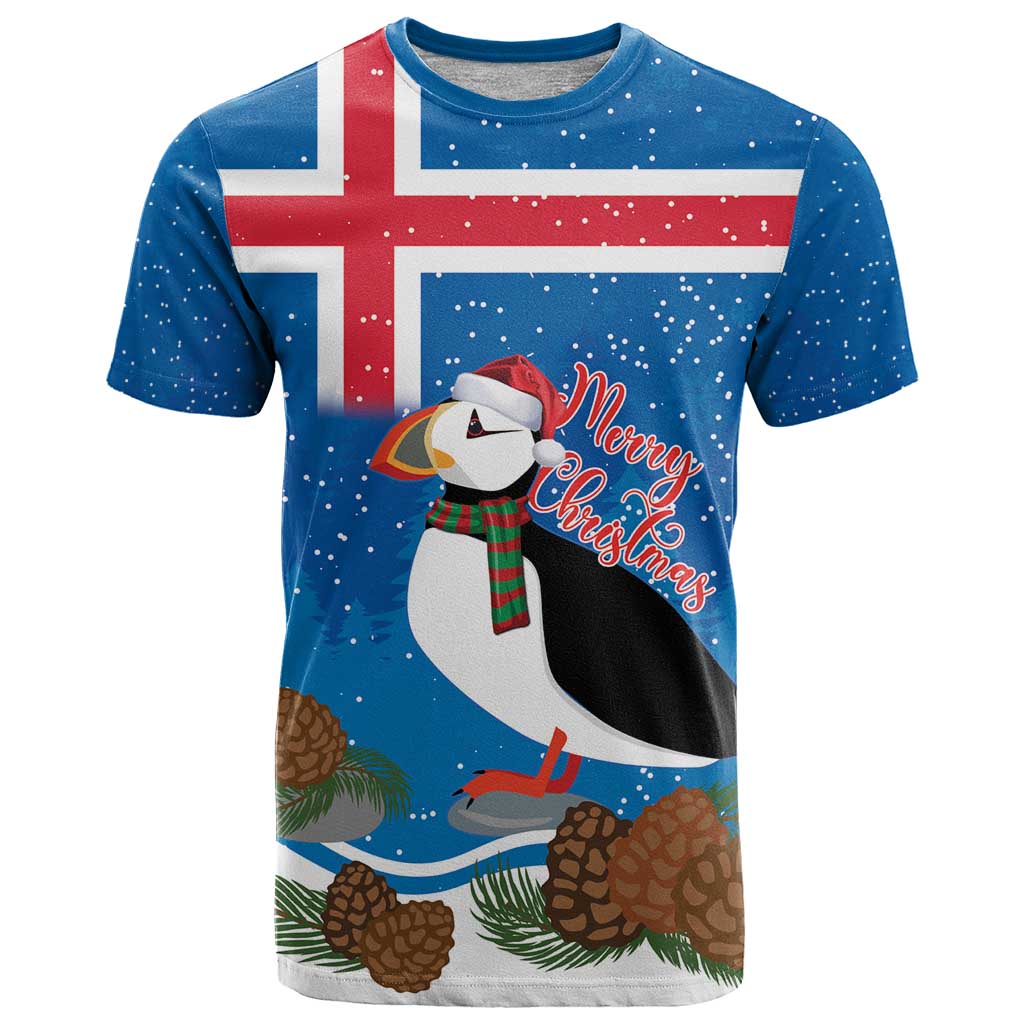 Personalised Iceland Christmas T Shirt Puffin Santa Winter Flag Style - Wonder Print Shop