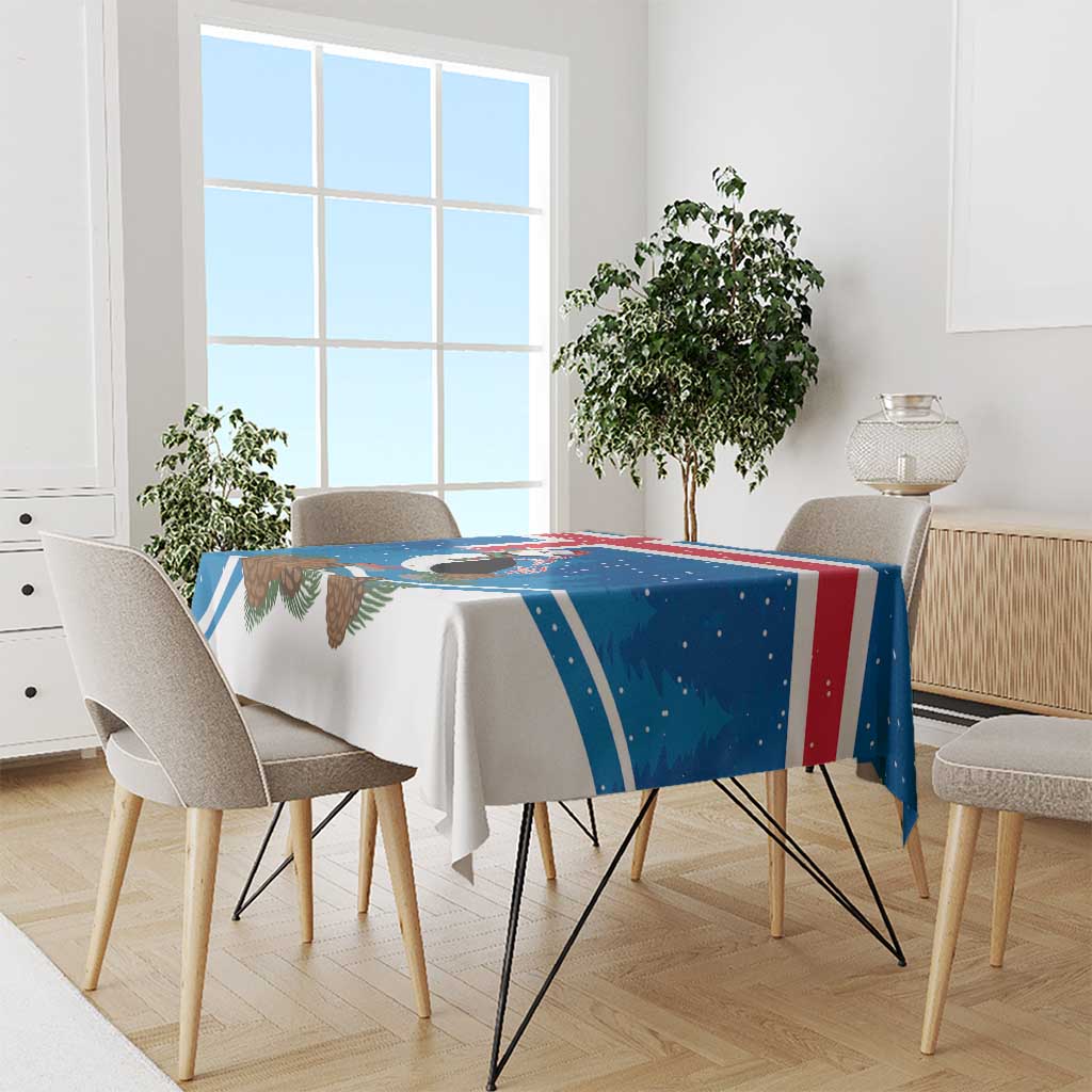 Personalised Iceland Christmas Tablecloth Puffin Santa Winter Flag Style - Wonder Print Shop