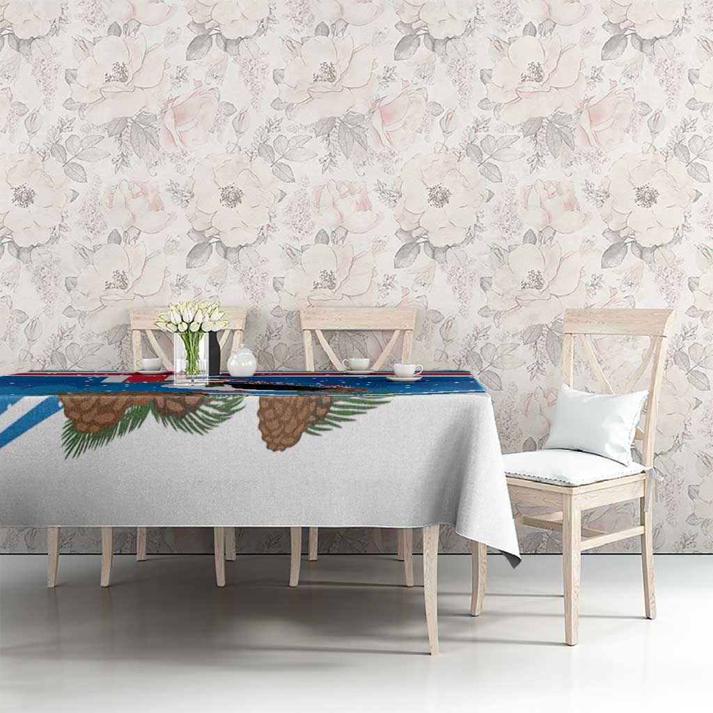 Personalised Iceland Christmas Tablecloth Puffin Santa Winter Flag Style - Wonder Print Shop