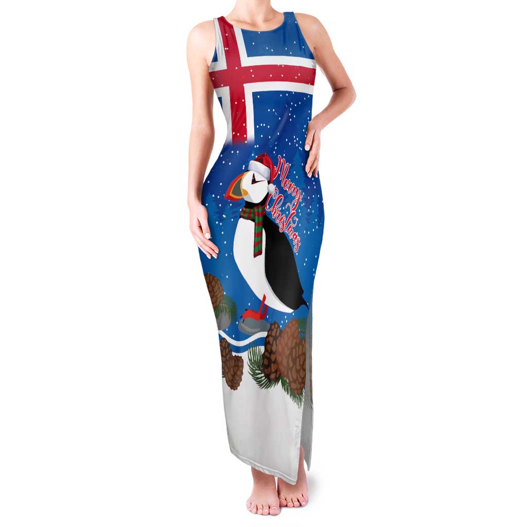 Personalised Iceland Christmas Tank Maxi Dress Puffin Santa Winter Flag Style - Wonder Print Shop