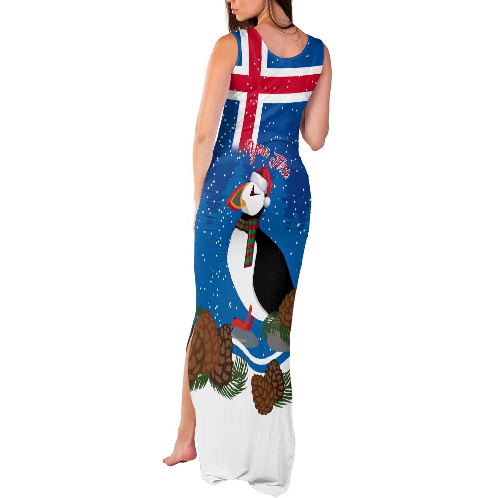 Personalised Iceland Christmas Tank Maxi Dress Puffin Santa Winter Flag Style - Wonder Print Shop